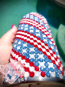 16 oz plump Premium Grid Patriotic Tumbler