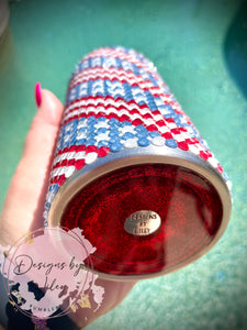 16 oz plump Premium Grid Patriotic Tumbler